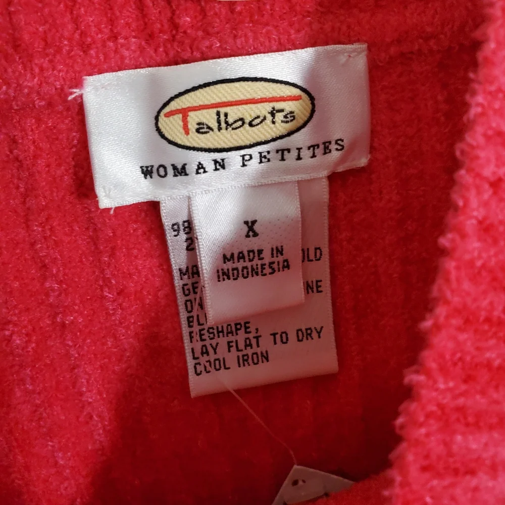 NWT Talbots Chenille Texture Zip Front Cardigan Sweater Knit Pink Size Large